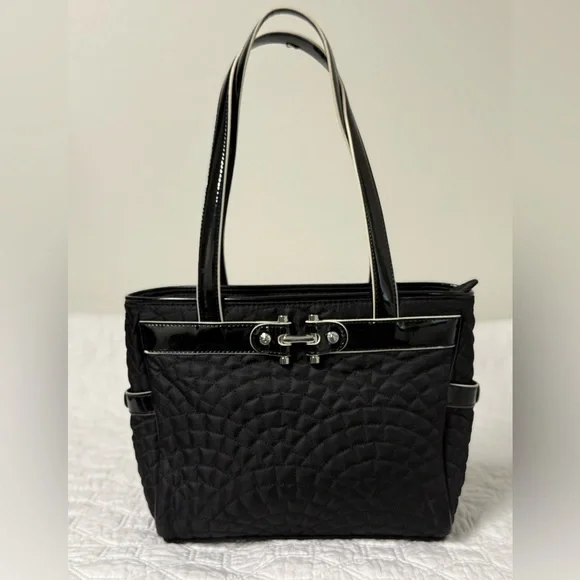 Vera Bradley Mon Cheri Black Quilted Tote Bag Purse Discontinued - Picture 1 of 15